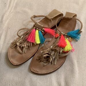 Lilly Pulitzer Gold Sandals with Colorful Tassels